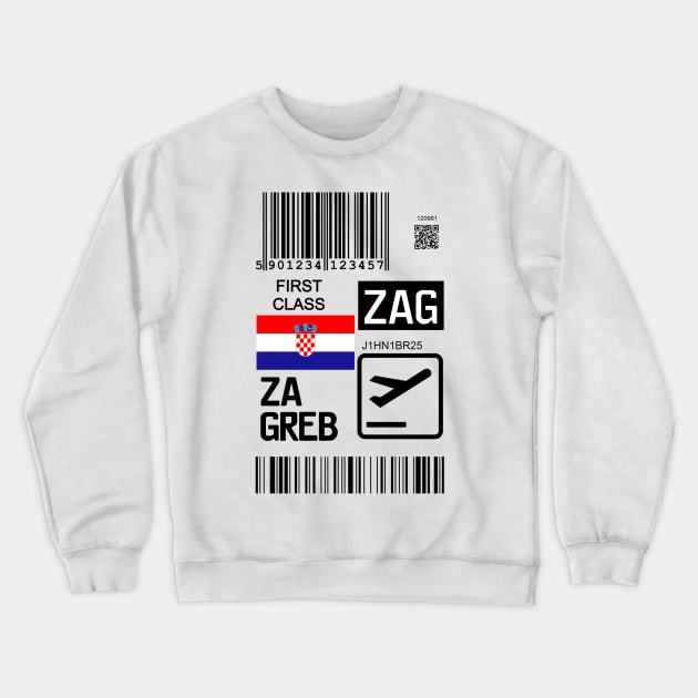 Zagreb Croatia travel ticket Crewneck Sweatshirt by Travellers